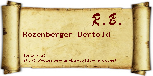 Rozenberger Bertold névjegykártya